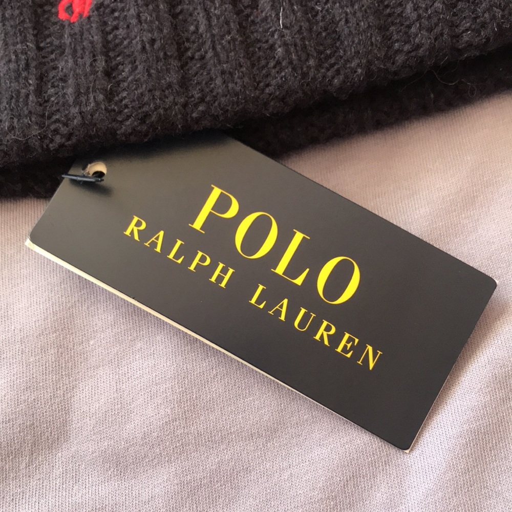 Brand New Polo Ralph Lauren Navy Blue Knit 50% Wool Beanie Hat - Picture 4 of 11